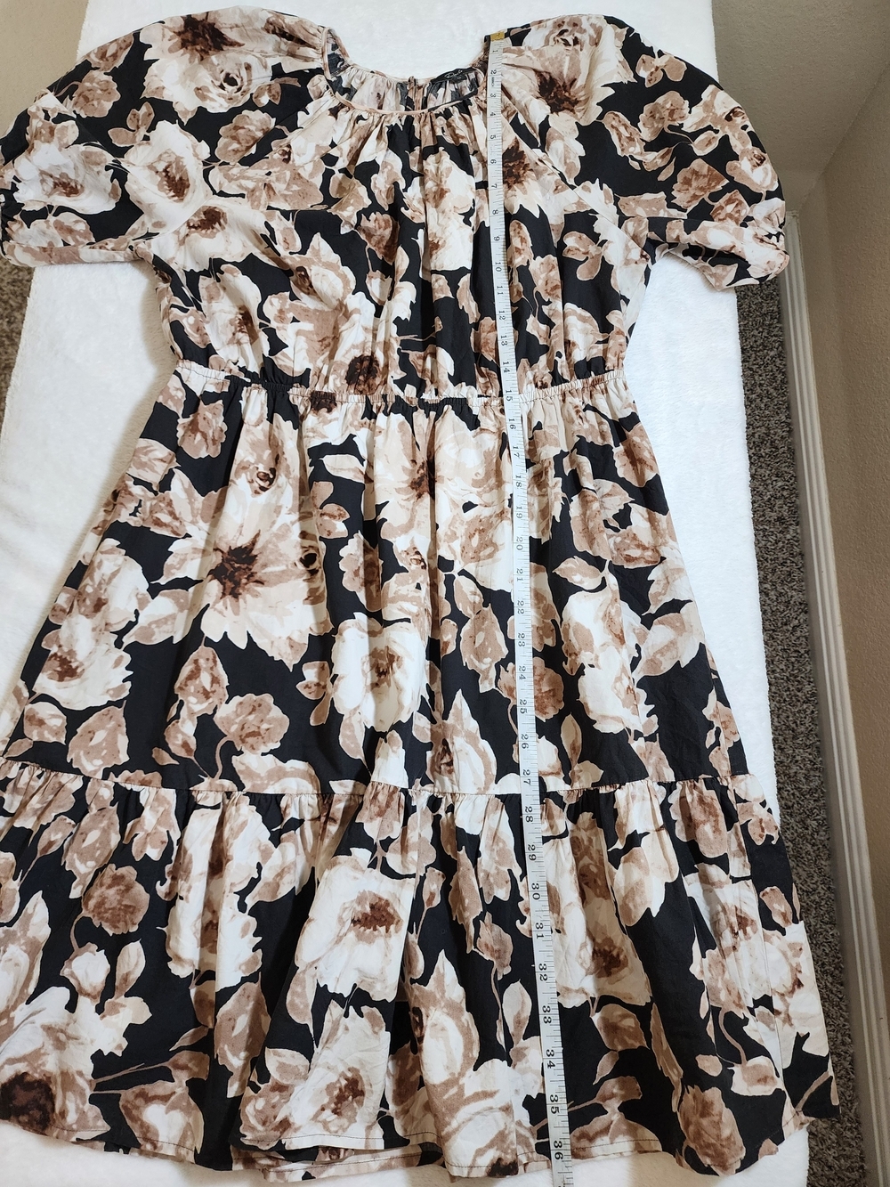 Rails Khloe Dress Sepia Roses Puff Sleeve Mini Medium Cotton Blend - Picture 8 of 13